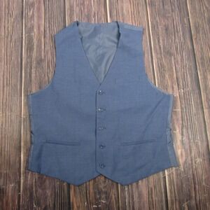 Suit Vest Mens 42 Blue Slim Fit Dress Waistcoat Belted 5-Button Formal 2 Piece
